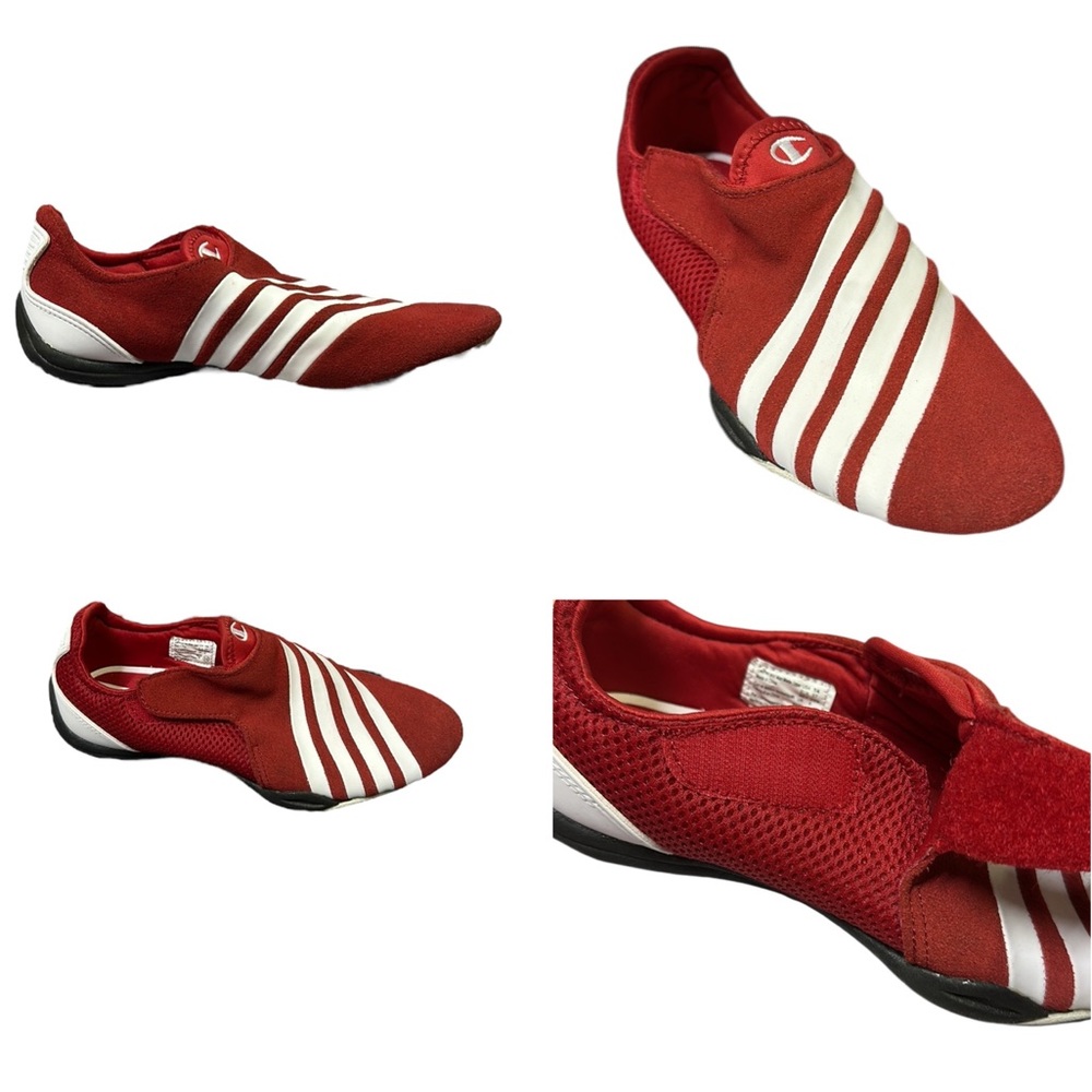 Champion Red and White Breeze Striped Suede Leather Shoes Womens 5.5